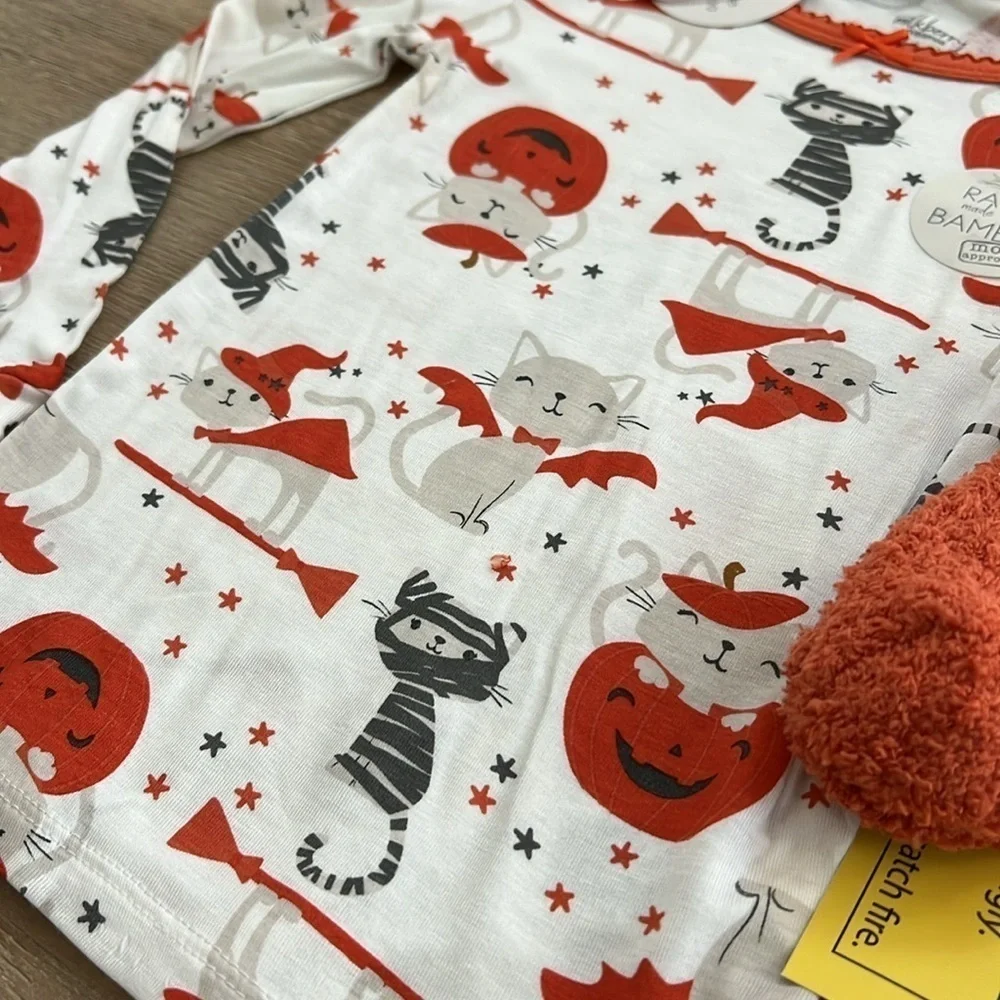 🎃 Milkberry Toddler Girl Bamboo Halloween Pajamas 12 24 months 3T Cats